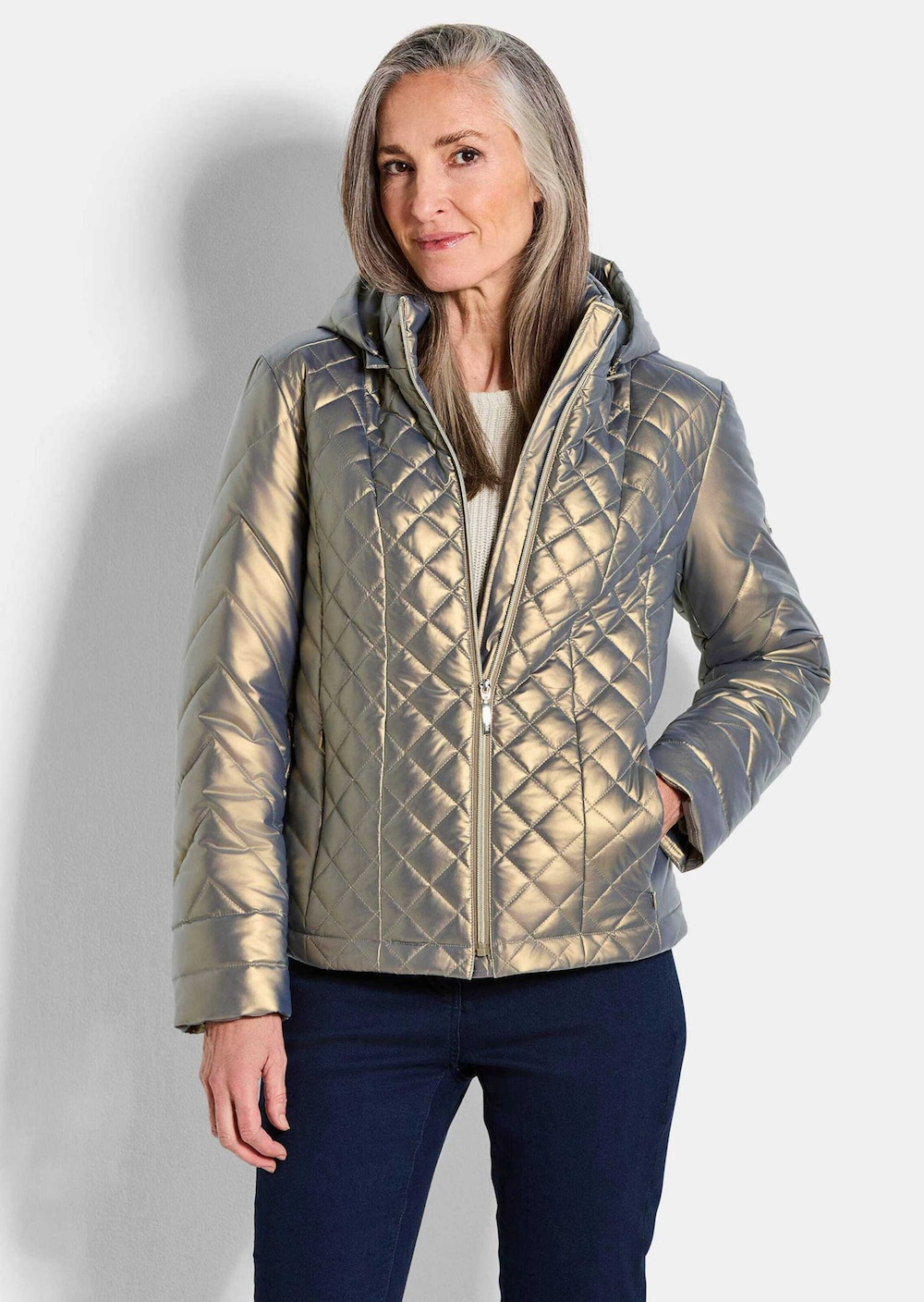 Steppjacke im Metallic-Look