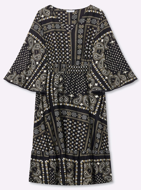 Maxikleid Maxikleid mit Paisley- und Ornamentmuster Langarm Ohne Kragen