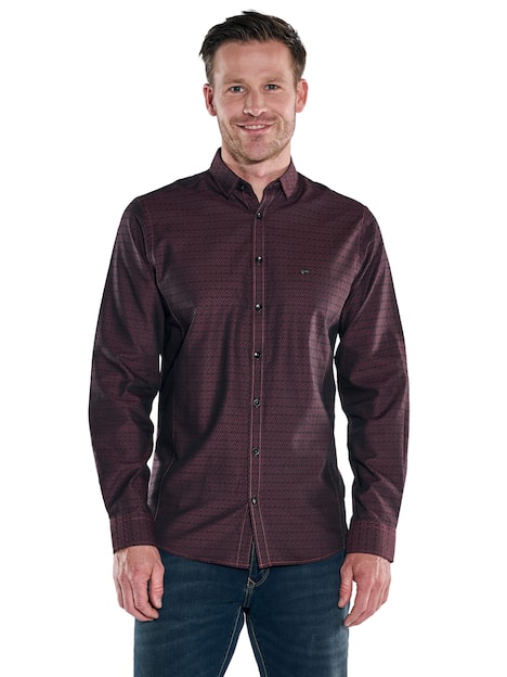 engbers Herren Langarm-Hemd gemustert , Bordeaux