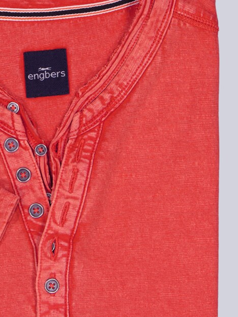 Herren Henley T-Shirt mit Knopfleiste , Feuerrot