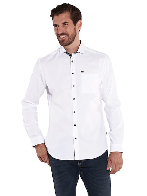 engbers Herren Langarm-Hemd uni , Reinweiss