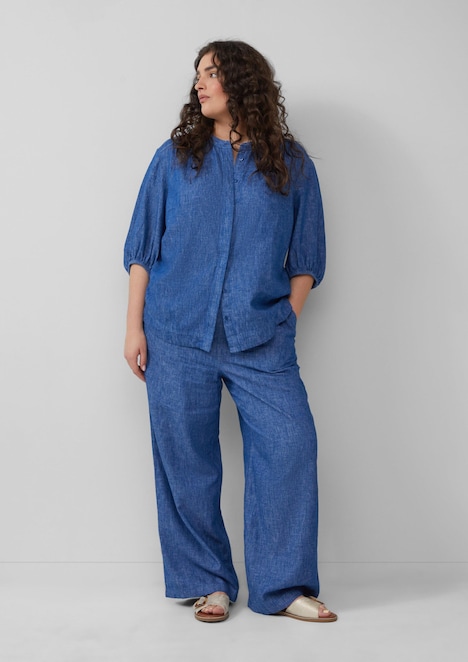Relaxed-Fit-Bluse aus Leinenmix mit Raff-Details