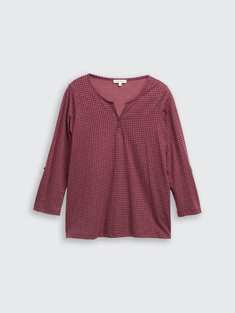 Henley Blusenshirt mit Muster