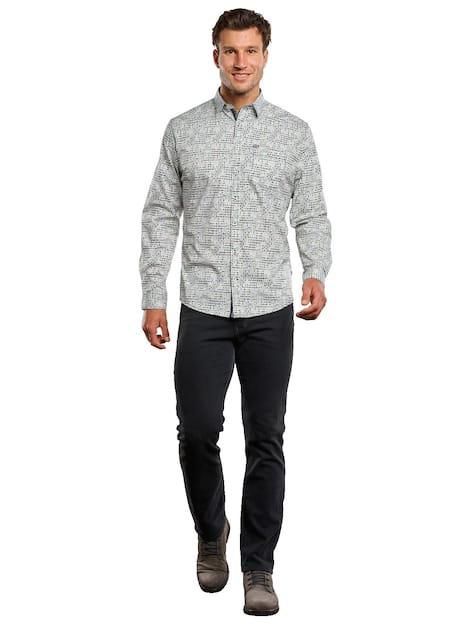 engbers Herren Langarm-Hemd gemustert , Granitgrau