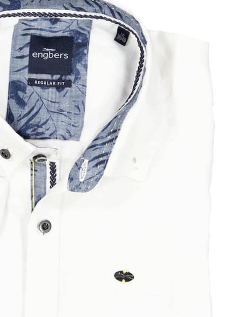 engbers Herren Kurzarm-Hemd aus Leinen , Reinweiss