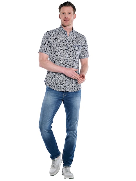 Herren Kurzarm-Hemd gemustert , Marineblau