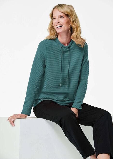 Langarm Viskose-Pullover, Stehbund