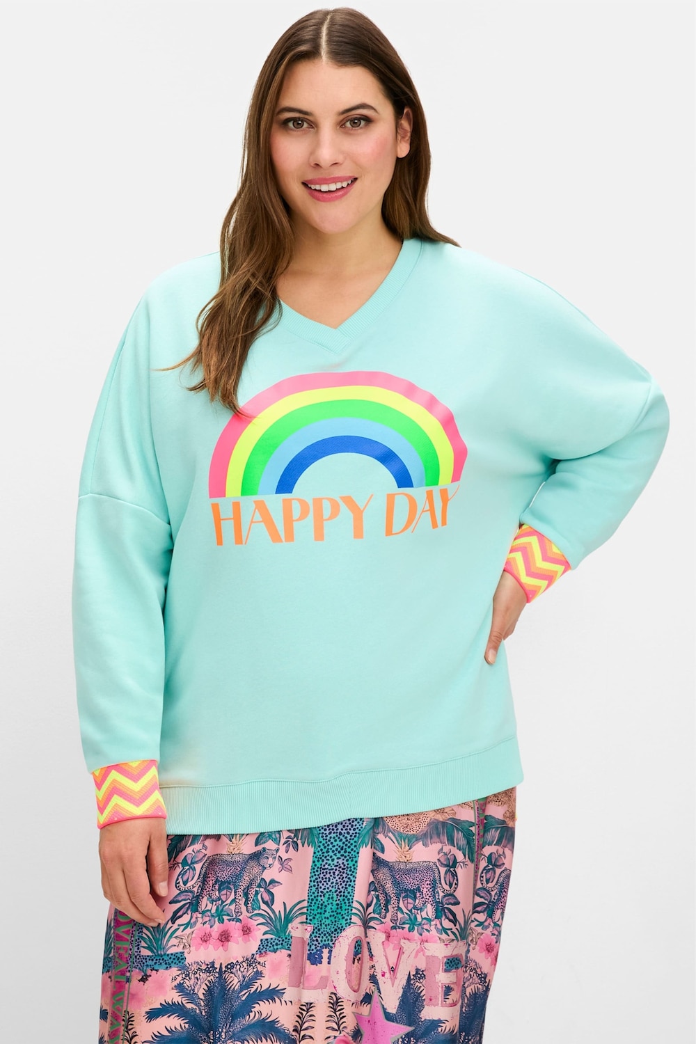 Sweatshirt Langarm Sonstiges Muster Ohne Kragen