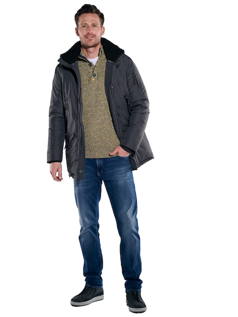 Herren Funktionsjacke mit abnehmbarer Kapuze , Schwarz