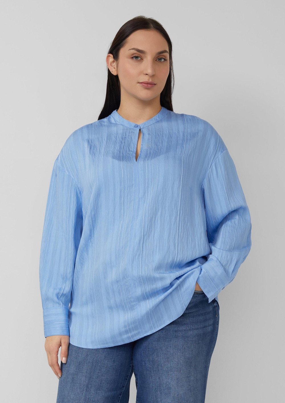 Strukturierte Viskosemix-Bluse im Relaxed Fit