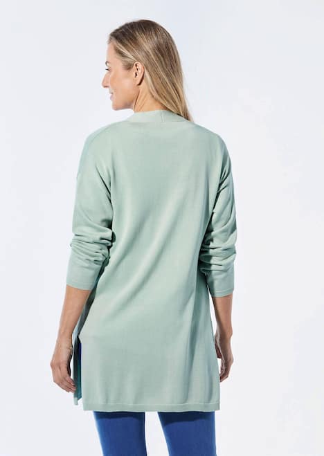 Longstrickjacke mit aufgesetzten Taschen