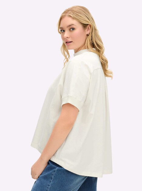 Stehkragen-Shirt Kurzarm Uni Stehkragen