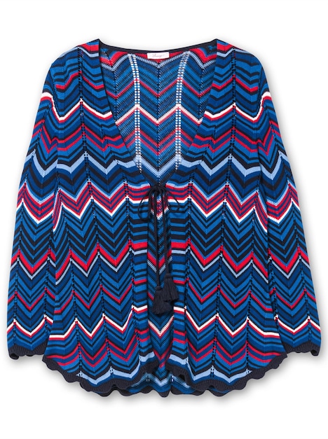 Strickjacke 3/4-Arm Grobstrick Mehrfarbig Ohne Kragen