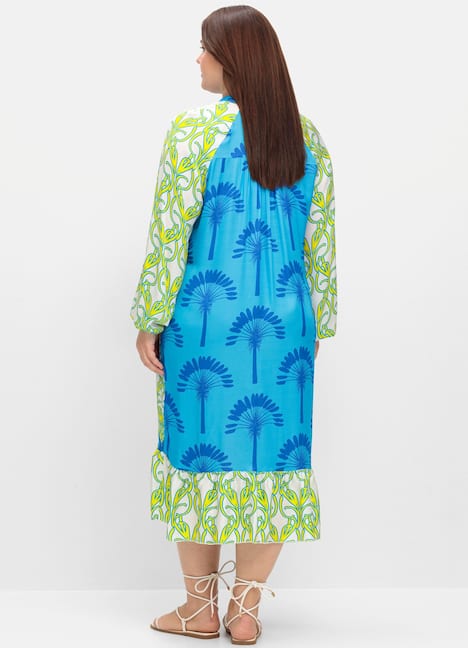 Midikleid Langarm Sonstiges Muster Ohne Kragen