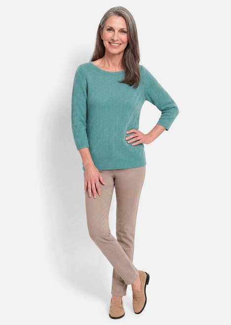 Halbarm Baumwollpullover mit Struktur