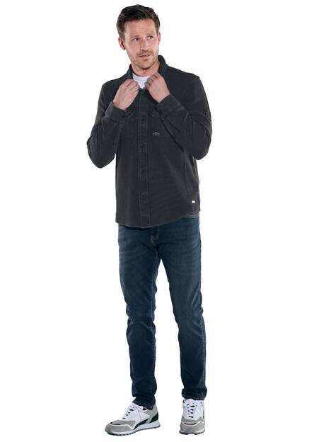 engbers Herren Overshirt strukturiert , Schwarz