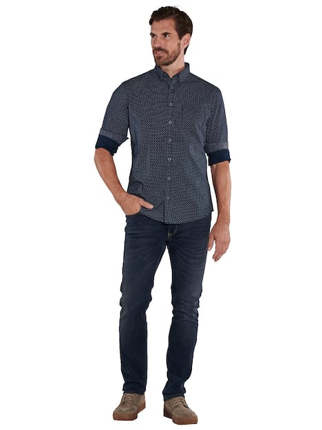 engbers Herren Langarm-Hemd gemustert , Marineblau