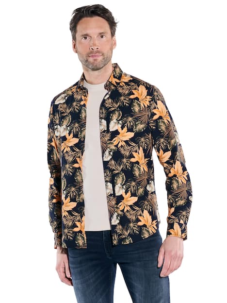 engbers Herren Langarm-Hemd gemustert , Orange