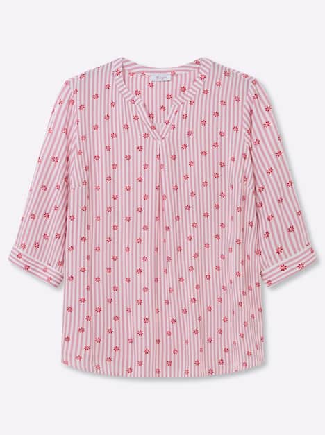 3/4-Arm-Bluse 3/4-Arm Ohne Kragen