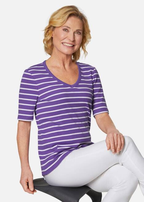 Shirt met ingewerkte strepen van zachte interlock