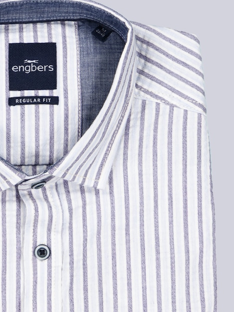 Herren Kurzarm-Hemd gestreift , Brilliantblau