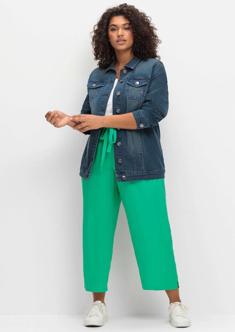 Jeansjacke Langarm Uni Hemdkragen
