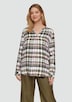 Karierte Bluse aus Viskosemix und Krempel-Detail