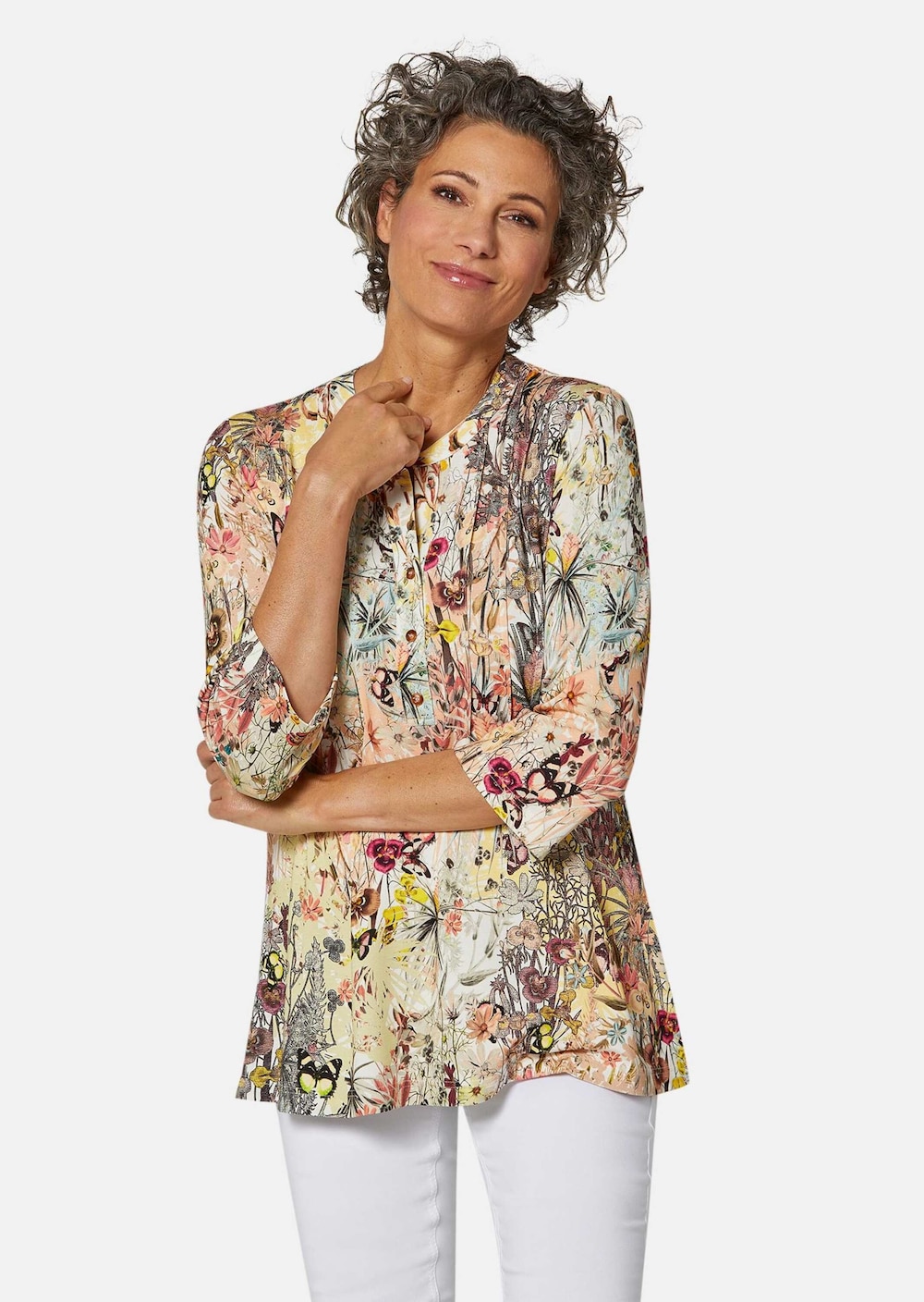 Figurschmeichelndes Drucktunika-Shirt
