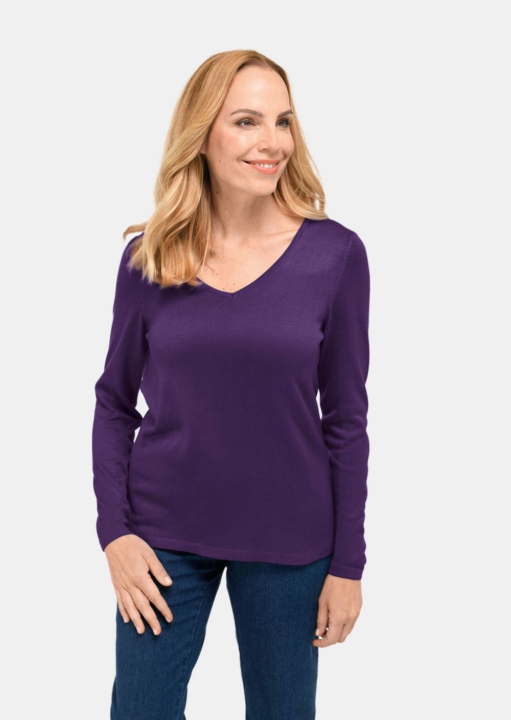Unkomplizierter Pullover mit V-Ausschnitt