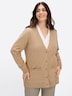 Cardigan Strickjacke mit Ziersteinchen Langarm Ohne Kragen