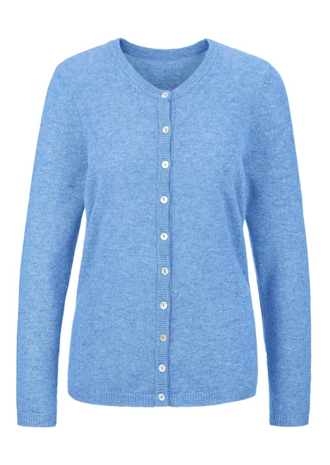 Kaschmirstrickjacke mit Rundhalsausschnitt