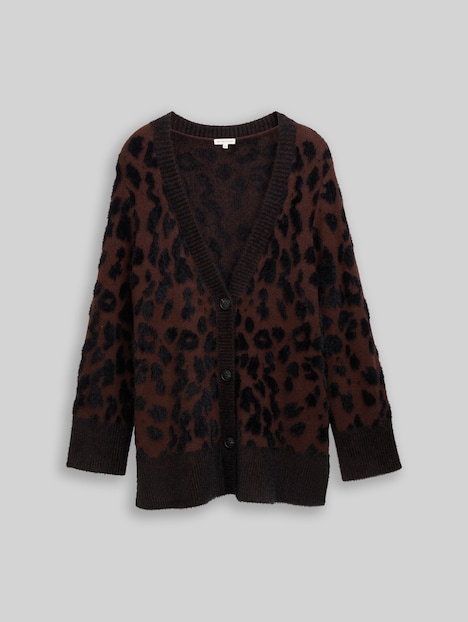 Loose Fit Cardigan mit Leo-Muster