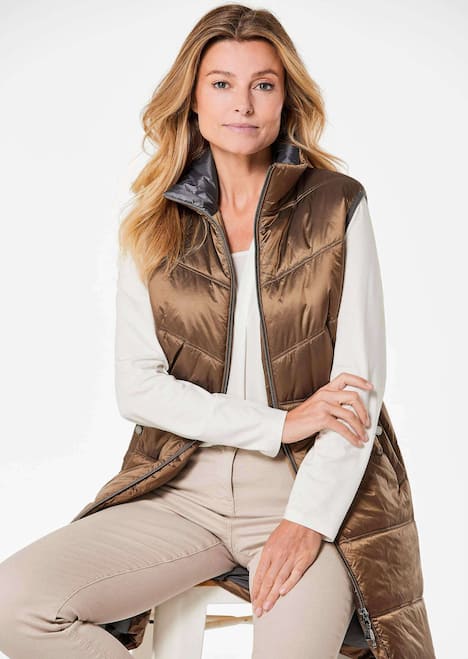 GOLDNER Lang vest Lang gewatteerd vest met opstaande kraag