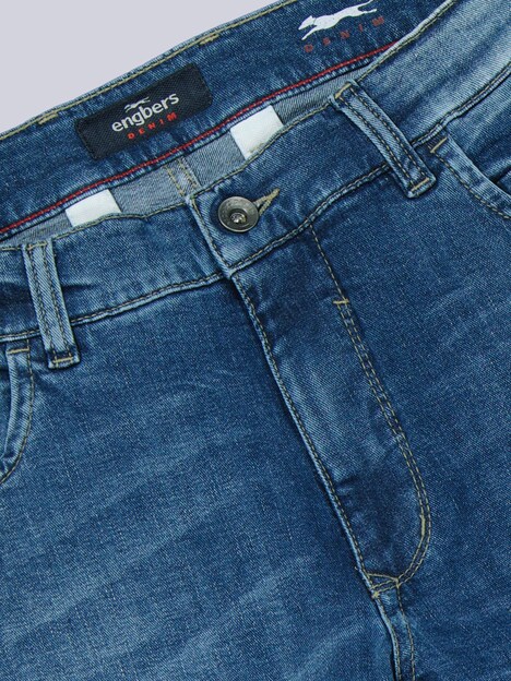 Herren Jeans 5-Pocket Superstretch , Mittelblau