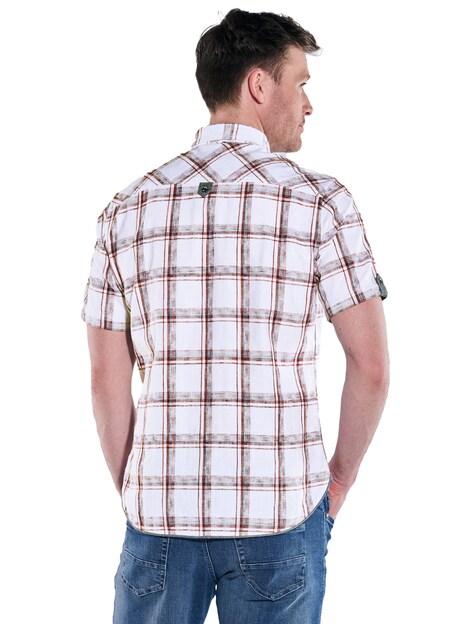 Herren Kurzarm-Hemd kariert , Rot