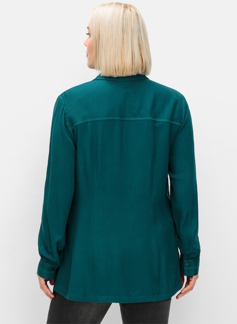 Hemdbluse Klassische Bluse aus Twillqualität Langarm Uni Hemdkragen