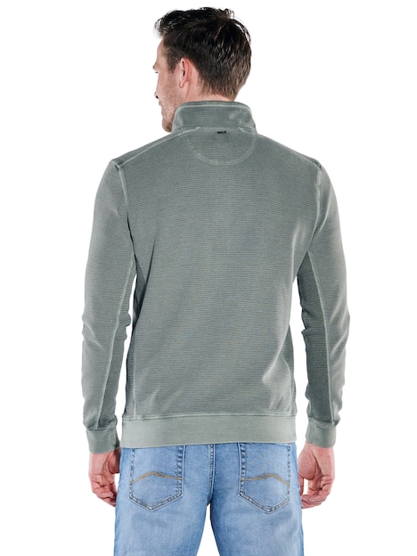 Herren Sweatshirt mit Stehkragen , Oliv