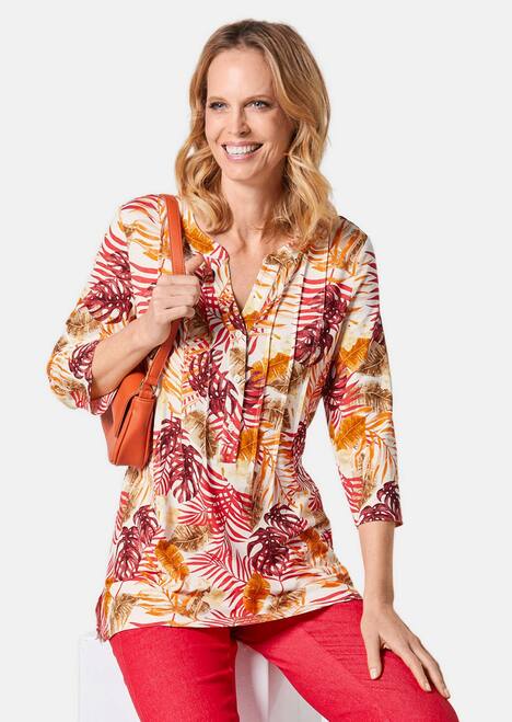Figurschmeichelndes Drucktunika-Shirt