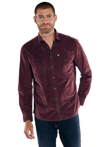 engbers Herren Langarm-Hemd uni , Bordeaux