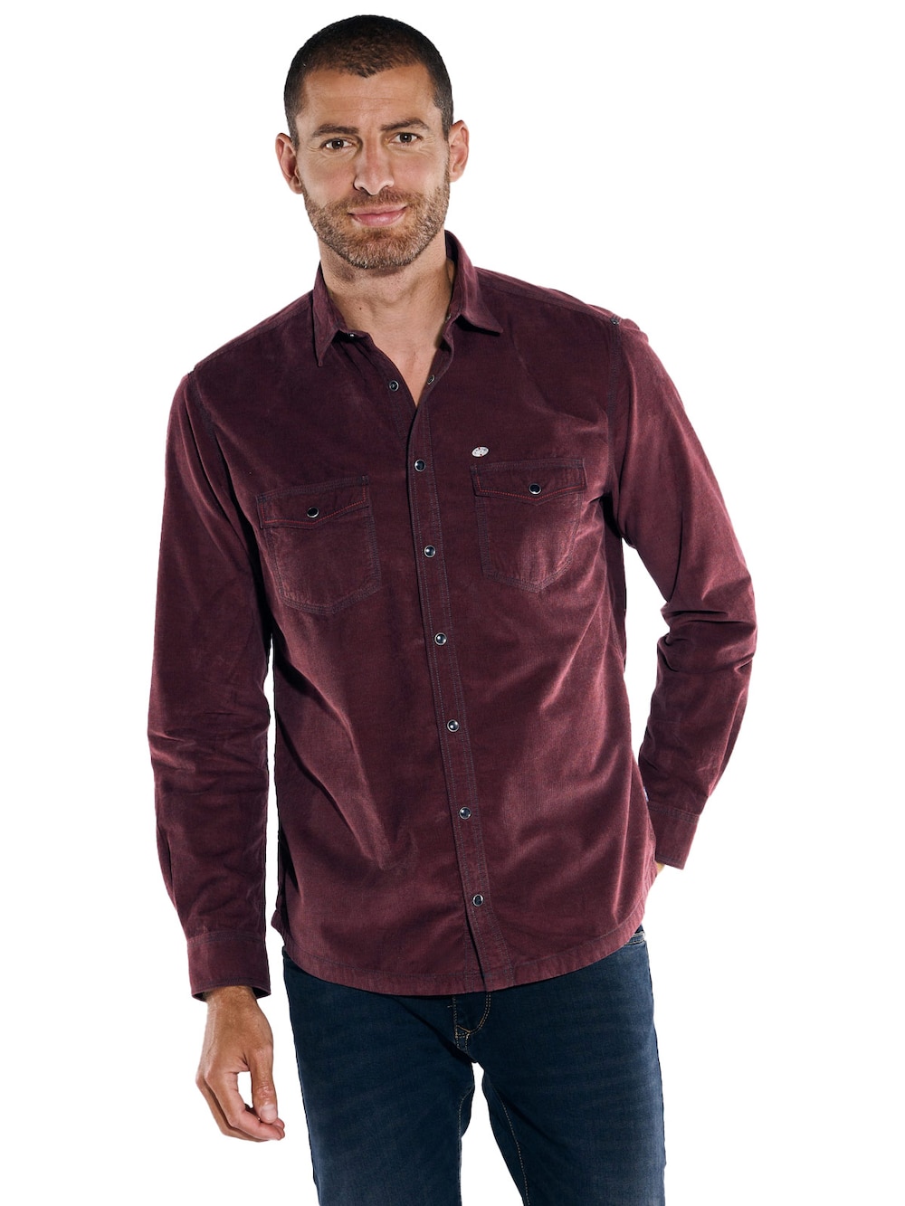 engbers Herren Langarm-Hemd uni , Bordeaux