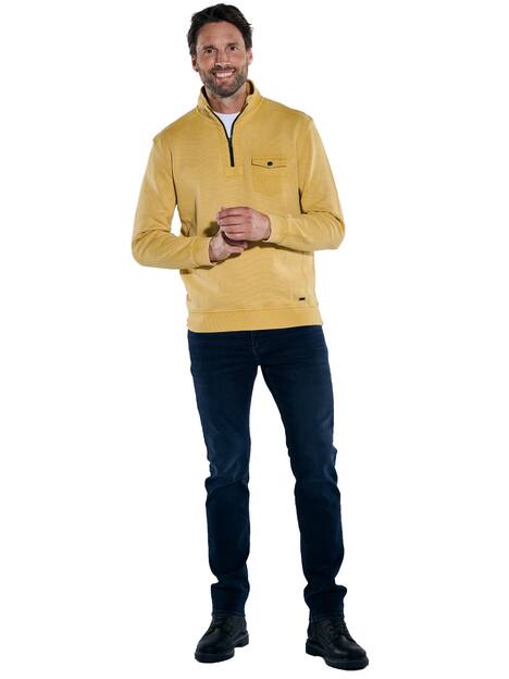 engbers Herren Sweatshirt mit Troyerkragen , Safrangelb