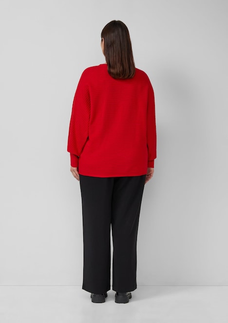 Pullover in Rippstruktur mit Fledermausärmeln