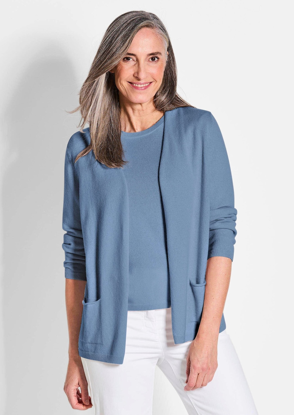 Kaschmir-Longstrickjacke