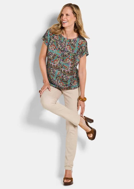 Viskoseshirt mit Muster-Mix
