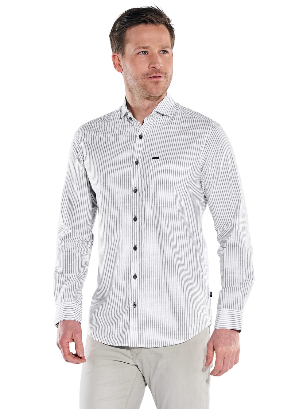 Herren Hemd gemustert , Braunbeige
