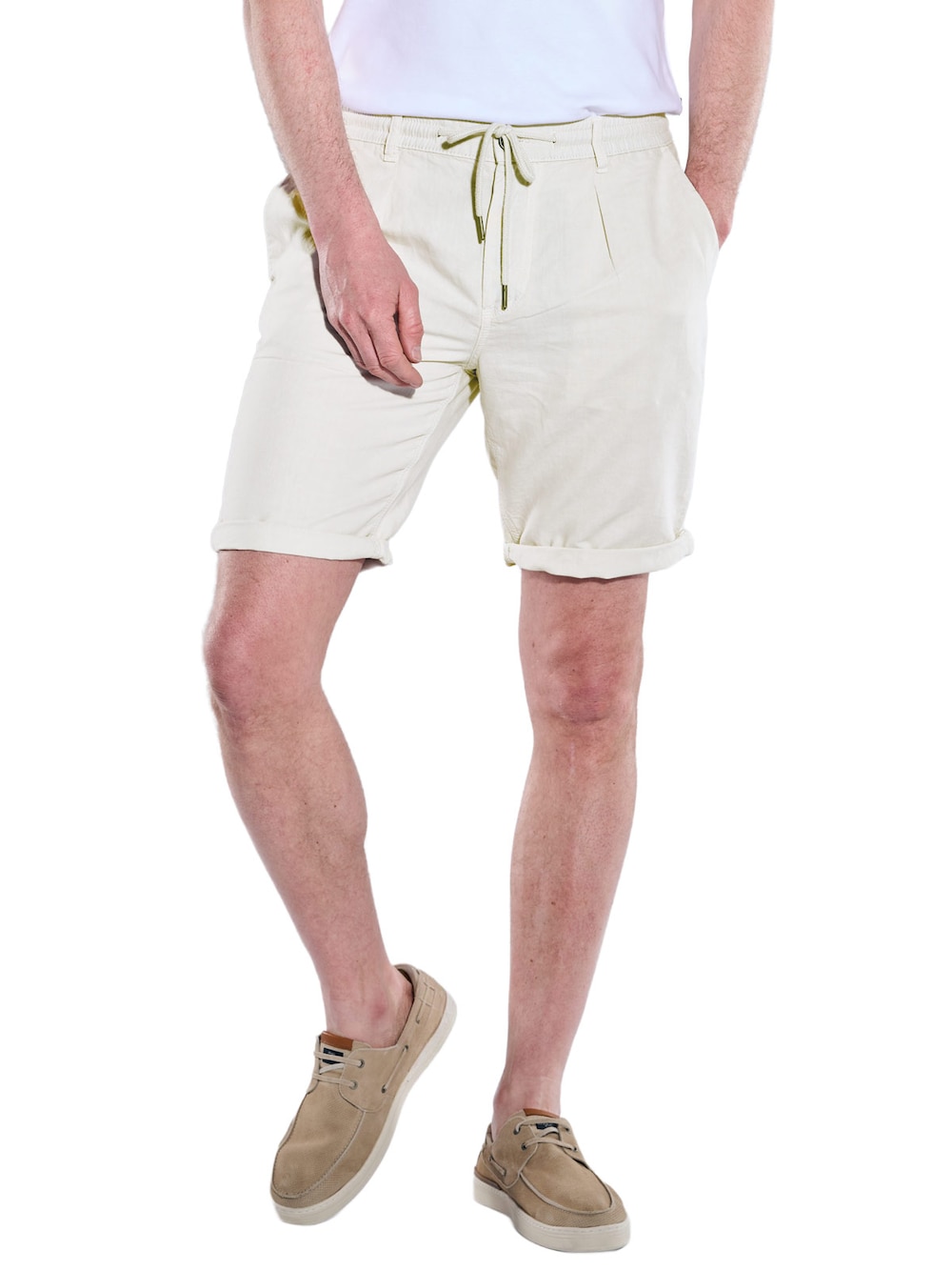 Herren Chino-Bermuda mit Tunnelzug , Hellgrau