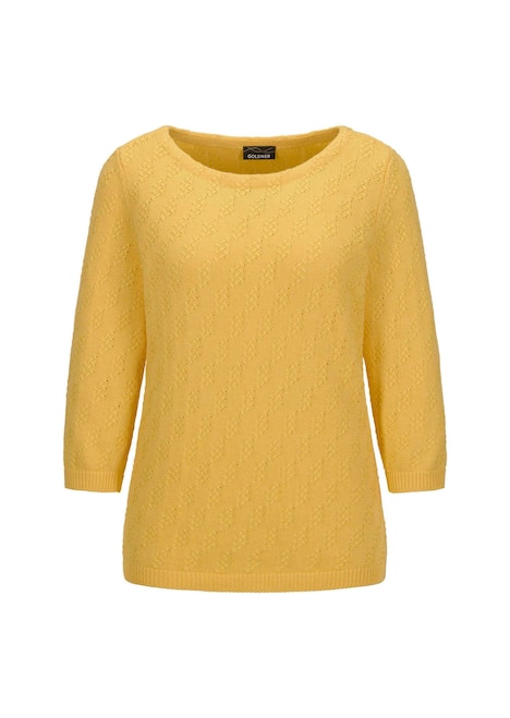 Halbarm Baumwollpullover mit Struktur