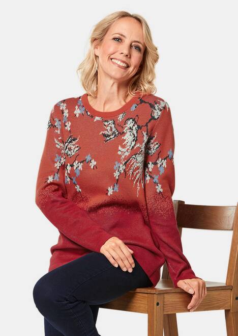 Baumwollpullover mit floralem Design