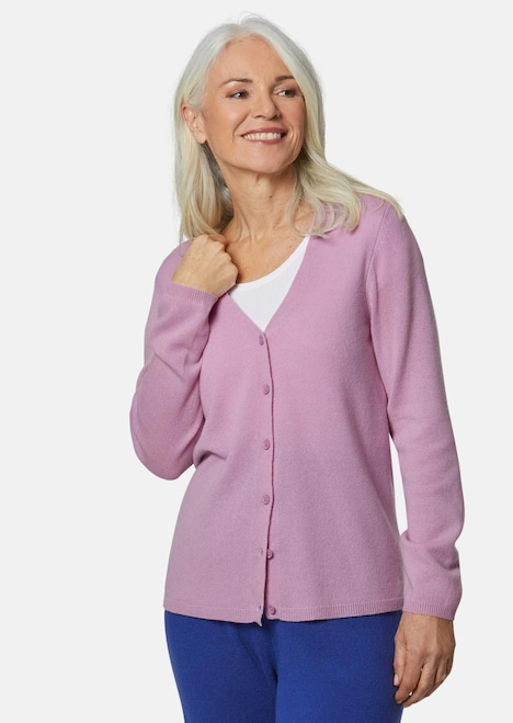 Weiche Kaschmirstrickjacke mit V-Ausschnitt