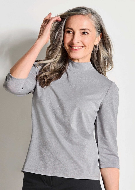 Glitzer-Viskose-Oberteil mit Halbarm